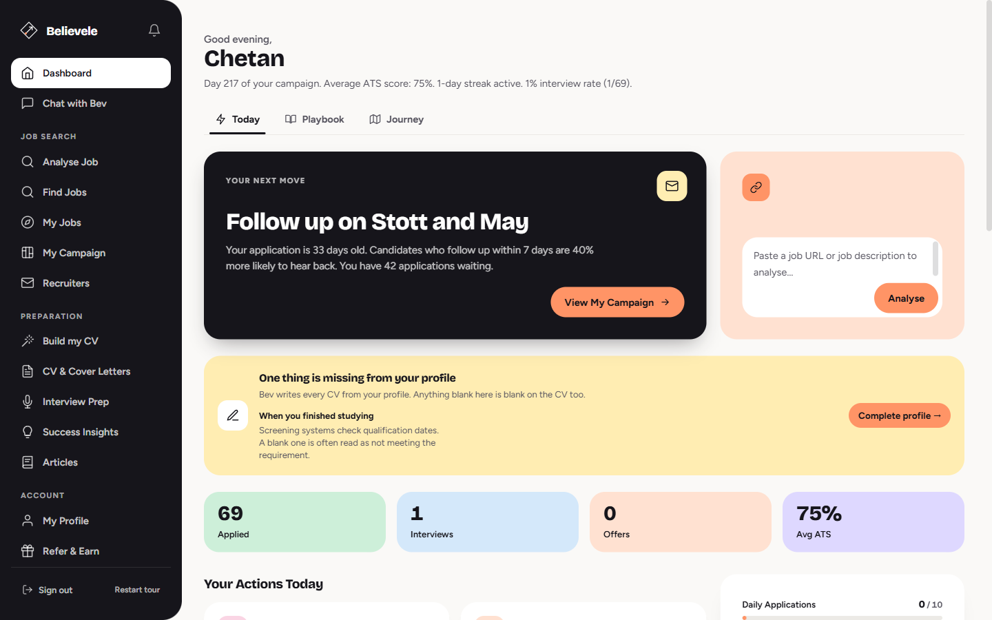Believele Dashboard